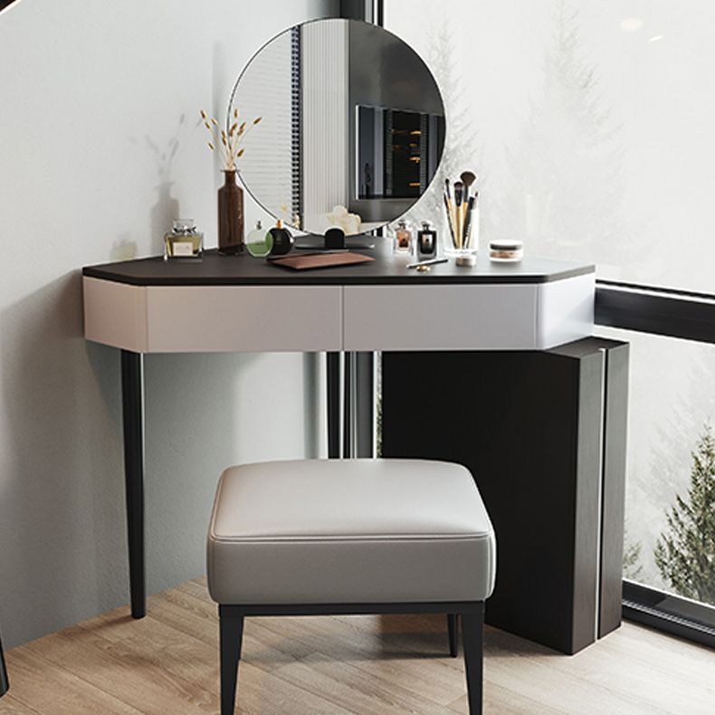Modern Make-up Vanity with 3 Drawers in Black Solid Wood Vanity Desk Clearhalo 'Bedroom Furniture' 'furn' 'furn_makeup_vanities' 'Furniture' 'Makeup Vanities' 'makeup_vanities' 1200x1200_04830b8e-9a05-4796-bdd4-f97bf66c2aca