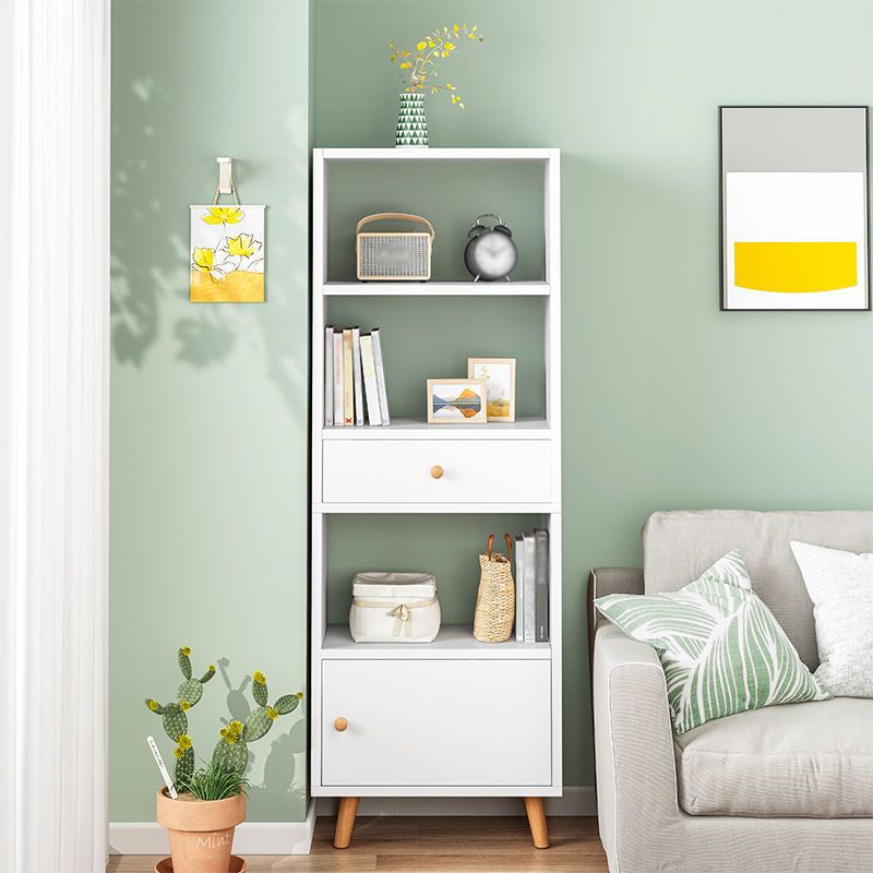 Scandinavian Manufactured Wood Standard Bookshelf Vertical Open Bookshelf with Door Clearhalo 'Bookcases' 'furn' 'furn_bookcases' 'Furniture' 'furniture_bookcases' 'kitchen' 'kitchen_bookcases' 'Living Room Furniture' 'Office Furniture' 1200x1200_04836f08-fd27-4ee2-a21c-79f876497ffb