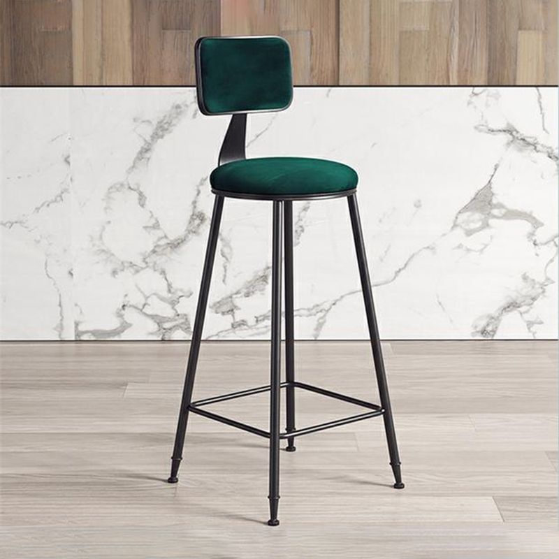 Contemporary Counter Bar Stool Backrest Velvet Bar Stool with Footrest, Iron Base Clearhalo 'Bar Furniture' 'Bar Stools' 'bar_stools' 'furn' 'furn_bar_stools' 'furniture_bar_stools' 'Kitchen & Dining Furniture' 'kitchen&dining_furn' 'kitchen' 'kitchen_furn' Furniture' 1200x1200_048469c3-08ce-4309-9e29-40dc29195fe6