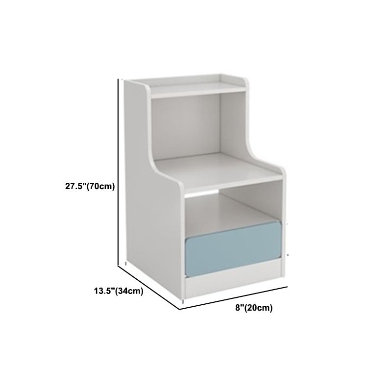 Mesa de madera de imitación moderna Almacenamiento abierto de 1 estante de noche con cajón