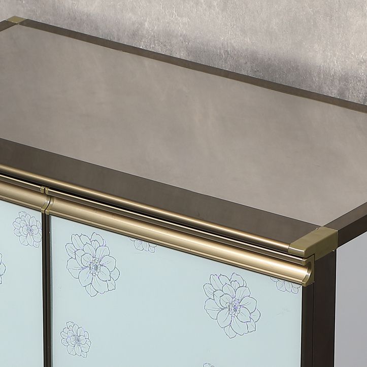 Modern White Metal Sideboard Tempered Glass Doors Cabinets Dining Server for Living Room Clearhalo 'buffet_sideboard' 'Buffets & Sideboards' 'furn' 'furn_buffet_sideboard' 'Furniture' 'furniture_buffet_sideboard' 'Kitchen & Dining Furniture' 1200x1200_04862716-851d-4d0a-bc22-1ba90ca9536f