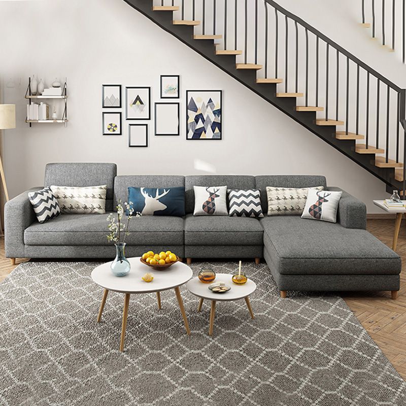 129.92 "l Linnen wasbaar Sectional Square Arm Sectional voor woonkamer