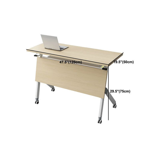 Escritorio contemporáneo para escritorio rectangular de 30 "h en escritorio marrón con ruedas de lanzadores