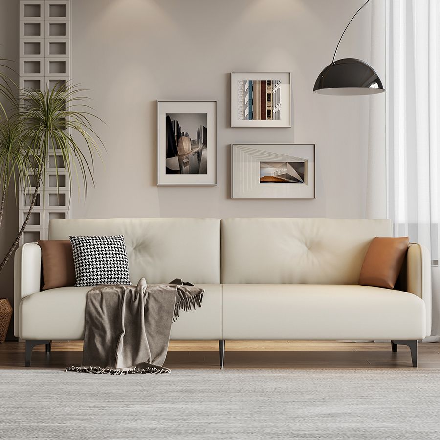 タフテッドスクエアアーム標準モダンセッピーソファオレンジ/ホワイト