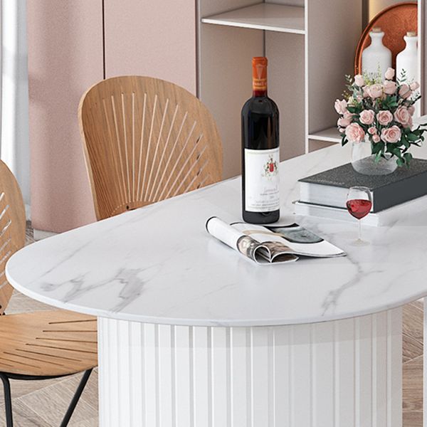 Modern Stone Top Dinette Table Solid Wood Double Pedestal Table in White Clearhalo 'Dining Tables & Seating' 'Dining Tables' 'dining_table' 'furn' 'furn_dining_table' 'Furniture' 'furniture_dining_table' 'Kitchen & Dining Furniture' 'kitchen' 'kitchen_dining_table' 1200x1200_048c9e2a-00d2-4156-a8c2-2f8636844310