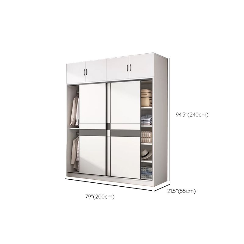 Armario de madera de ingeniería Armario de armario blanco con puertas cerradas suaves