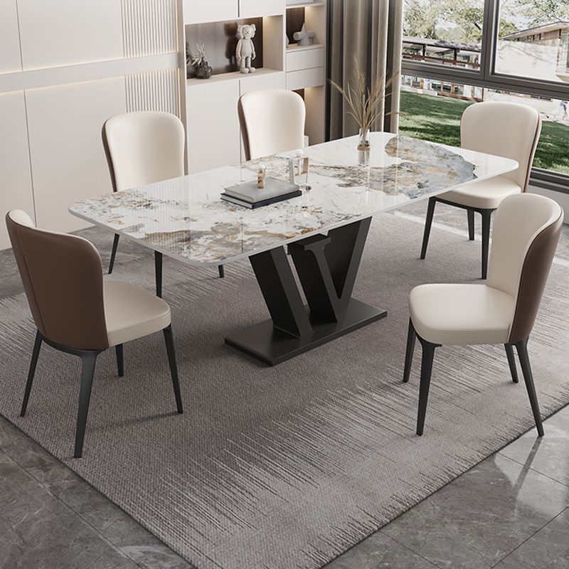 Modern 1/2/5/6 Pieces Dining Set Sintered Stone Dining Table Set with Leather Chairs Clearhalo 'Dining Room Sets' 'Dining Tables & Seating' 'dining_room_set' 'furn' 'furn_dining_room_set' 'Furniture' 'furniture_dining_room_set' 'Kitchen & Dining Furniture' 'kitchen&dining_furn' 'kitchen' 1200x1200_048d9786-94ea-45b4-88d8-129d024492ad