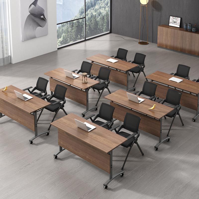 Modern Wooden Office Desk with Caster Wheels Rectangular Writing Desk for Home Clearhalo 'furn' 'furn_office_desk' 'Furniture' 'Office Desks' 'Office Furniture' 'office_desk' 1200x1200_048dc1a8-1376-470b-bcc5-57adfd016d82