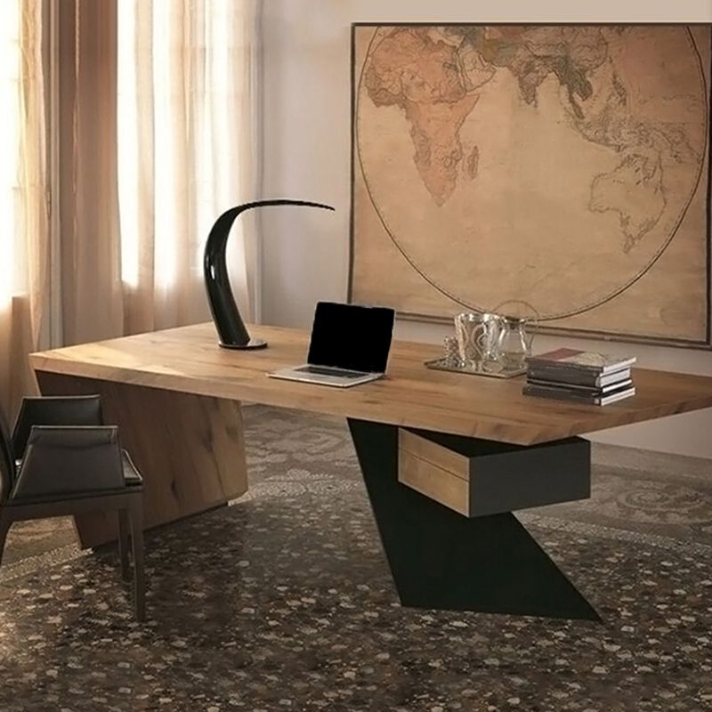 Massief hout rechthoekig schrijfbureau industrieel 29,53-inch hoge kantoorbureau