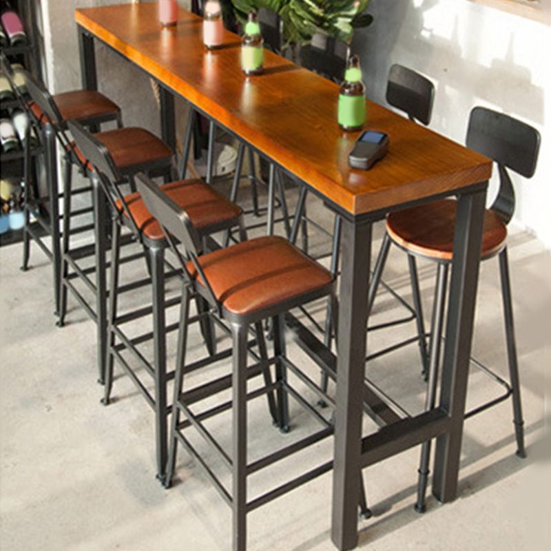 Table de bar de style industriel Table de pub de bistro en bois massif en fer noir