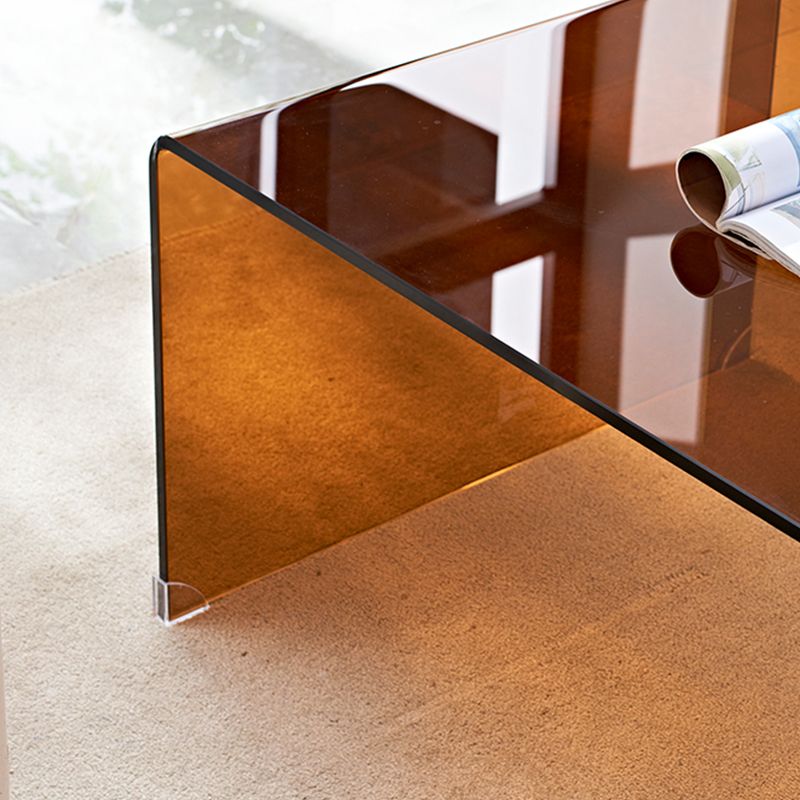 Mesa de trineo marrón moderno mesa de vidrio cuadrado de la sala de vidrio para sala de estar