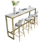 Glam 1/4/5 Pieces Bar Table Set Rectangle Stone Counter Table with High Stools for Balcony