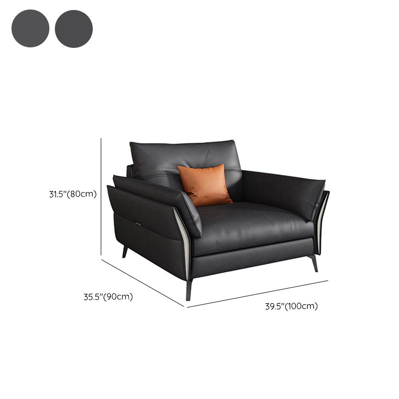 Mid Century Faux Leather Sectional Flared Arm Sectional Set in Black Clearhalo 'furn' 'furn_sectionals' 'Furniture' 'Living Room Furniture' 'Sectionals' 1200x1200_049069e3-6757-482f-b0fe-1e62f0137153