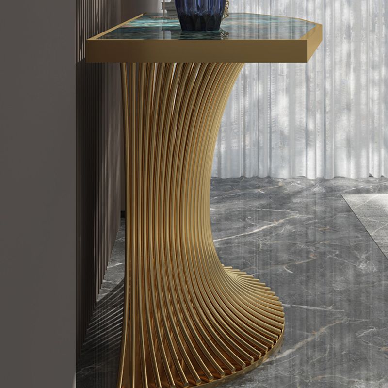 Glam Free Form Console Sofa Table with Stainless Steel Bracket for Hall
