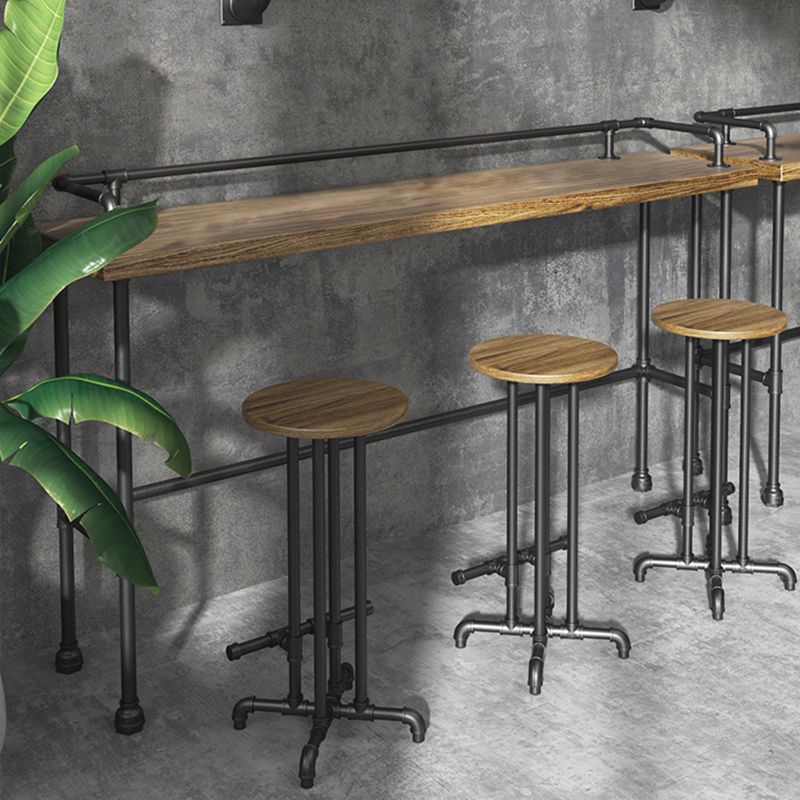 Industrial Wood Bar Table with Rectangle Table Top Black Trestle Table - 42" H Clearhalo 'Bar Furniture' 'Bar Tables' 'bar_tables' 'furn' 'furn_bar_tables' 'Furniture' 'furniture_bar_tables' 'Kitchen & Dining Furniture' 1200x1200_04961e2a-1867-422a-8490-14d5901062d6