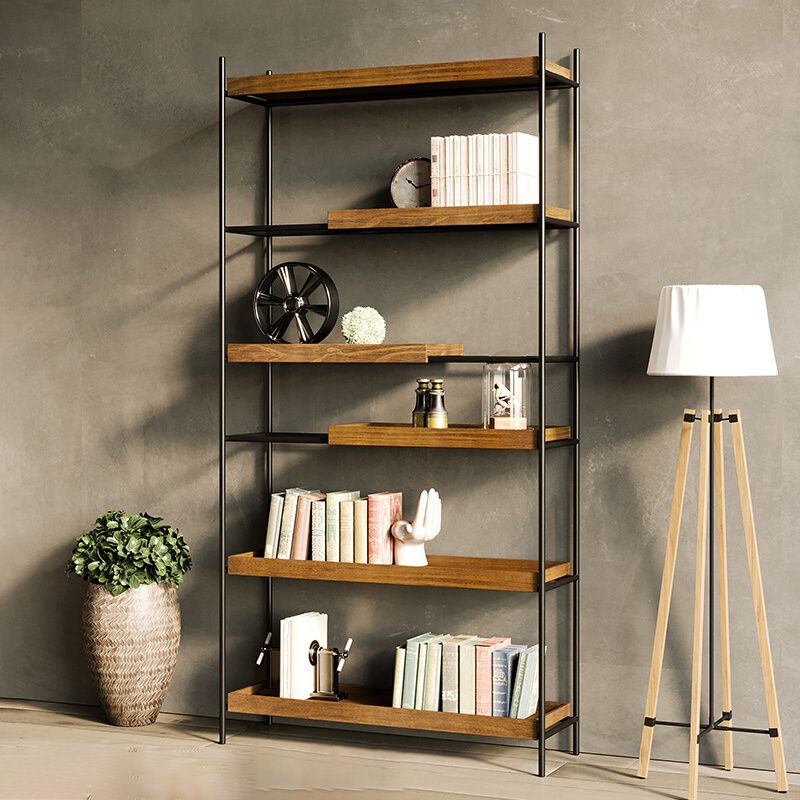 Contemporary Wooden Bookshelf Open Back Etagere Bookcase with Shelves Clearhalo 'Bookcases' 'furn' 'furn_bookcases' 'Furniture' 'Office Furniture' 1200x1200_0496a585-9985-4d31-87ce-fc3c1c93991c