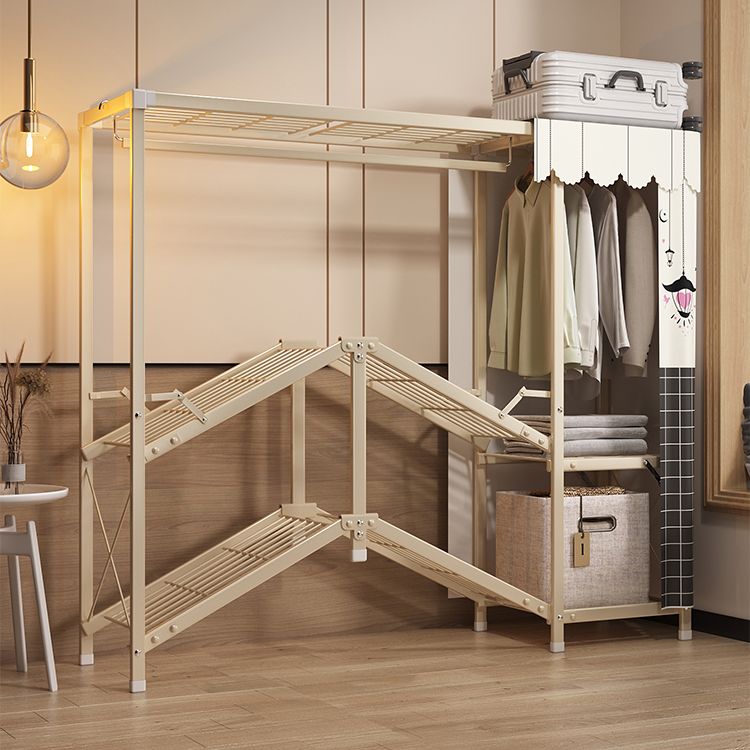 Foldable Metal Frame Wardrobe Armoire Freestanding Wardrobe with Shelves Clearhalo 'Armoires & Wardrobes' 'armoires_wardrobes' 'Bedroom Furniture' 'furn' 'furn_armoires_wardrobes' 'Furniture' 1200x1200_0497956b-18fc-4780-bb06-2aa5d4ed9ce3