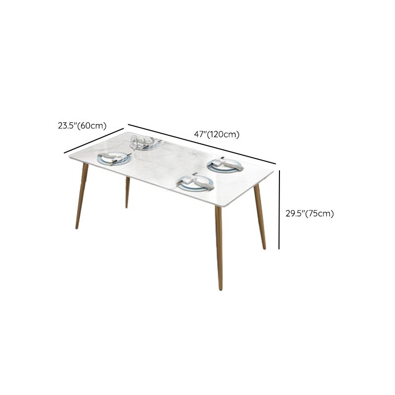 Table à manger rectangulaire à base dorée, Table glamour en Faux marbre pour la maison