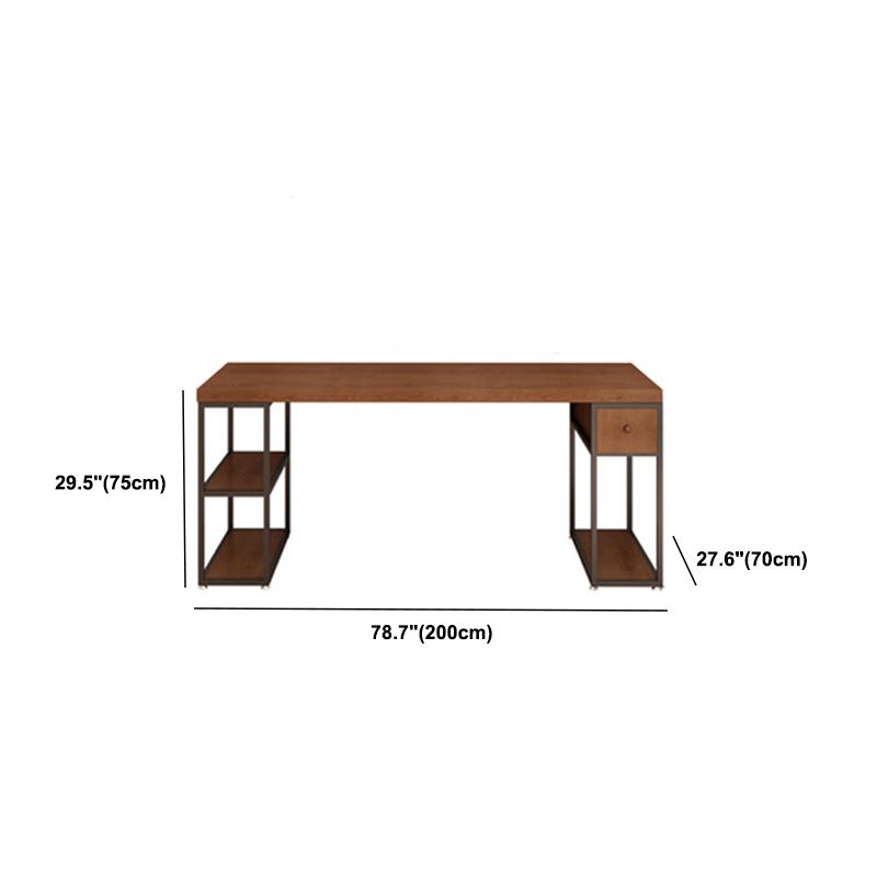Contemporary Solid Wood Office Desk 30-inch H Computer Desk in Brown ...