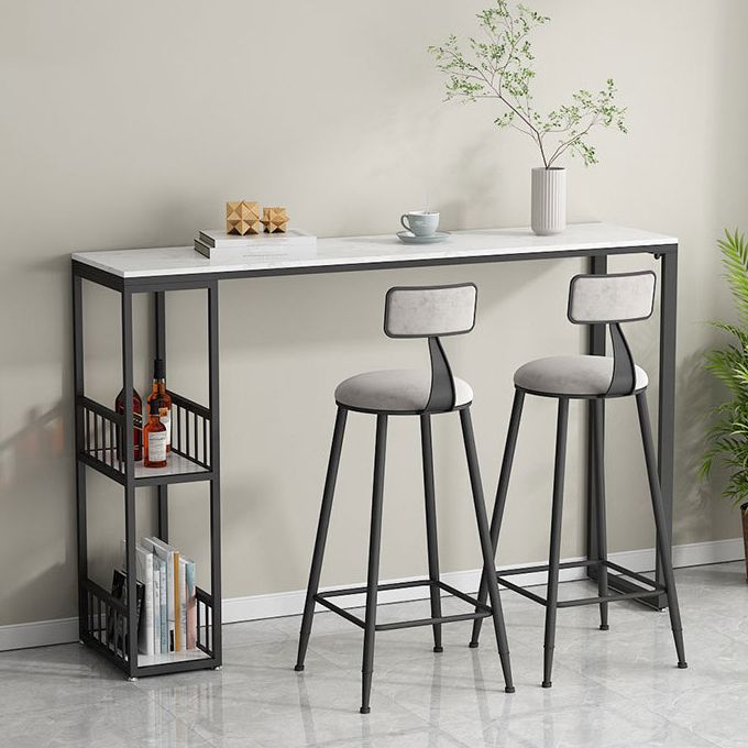 Stone Top Bar Dining Table Industrial Rectangle Bar Dining Table with Sled Base Clearhalo 'Bar Furniture' 'Bar Tables' 'bar_tables' 'furn' 'furn_bar_tables' 'Furniture' 'furniture_bar_tables' 'Kitchen & Dining Furniture' 1200x1200_049e6342-cc71-4f0d-b05e-0673696f1507