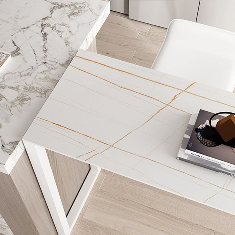 Modern Marble Bistro Table with Specialty Table Top Double Pedestal Table- 41.3" H Clearhalo 'Bar Furniture' 'Bar Tables' 'bar_tables' 'furn' 'furn_bar_tables' 'Furniture' 'furniture_bar_tables' 'Kitchen & Dining Furniture' 1200x1200_049f3ca0-131d-49b0-be35-f26c260fb800