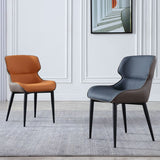 Sedia da pranzo in pelle finta moderna sedia laterale del braccio di wingback per uso domestico