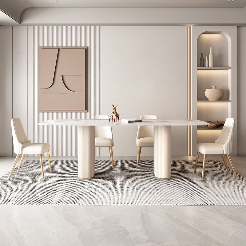 Nordic Style Sintered Stone Rectangle Table Set 1/4/5/7 Pieces Set Clearhalo 'Dining Room Sets' 'Dining Tables & Seating' 'dining_room_set' 'furn' 'furn_dining_room_set' 'Furniture' 'Kitchen & Dining Furniture' 1200x1200_04a03108-9de3-4f5a-a6da-b72ec4f99aba