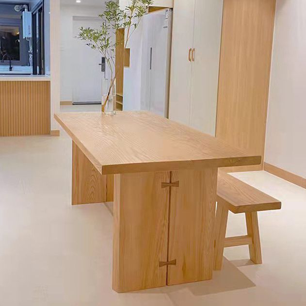 Tavolo da pranzo rettangolare in legno cenere contemporaneo doppio piedistallo