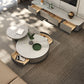 Round Pedestal Coffee Table Glam Stone Cocktail Table with 2 Drawers Clearhalo 'Coffee & Accent Tables' 'Coffee Tables' 'coffee_tables' 'furn' 'furn_coffee_tables' 'Furniture' 'Living Room Furniture' 1200x1200_04a13857-31cf-4b37-88a8-de8f71bbca48