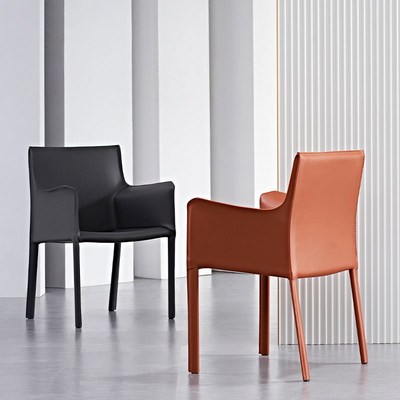 Contemporary Metal Dining Chair Dining Room Solid Back Single Chair with Arm Clearhalo ' kitchen&dining_furn' 'Dining Chairs' 'Dining Tables & Seating' 'dining_chair' 'furn' 'furn_dining_chair' 'Furniture' 'furniture_dining_chair' 'Kitchen & Dining Furniture' 'kitchen' 1200x1200_04a5a6a8-ed4b-44e1-925e-8db444acd746