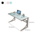 Modern Style Glass Computer Desk Rectangular Shape Task Table with 2-Legs for Home Clearhalo 'furn' 'furn_office_desk' 'Furniture' 'Office Desks' 'Office Furniture' 'office_desk' 1200x1200_04a78a97-9283-4758-9f25-355ec5b3137f