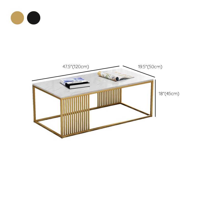 Mesa de centro con tapa de mármol blanco, mesa de cóctel de café con estructura metálica