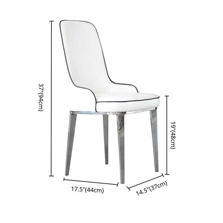 Scandinavian Dining Chairs with 4 Metal Legs Faux Leather Armless Chair for Home Clearhalo ' kitchen&dining_furn' 'Dining Chairs' 'Dining Tables & Seating' 'dining_chair' 'furn' 'furn_dining_chair' 'Furniture' 'furniture_dining_chair' 'Kitchen & Dining Furniture' 'kitchen' 1200x1200_04abf186-58aa-45dd-85c6-a0bbb0c46fd2