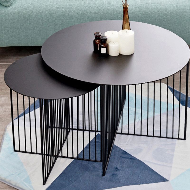 Mid Century Round Iron Coffee Cocktail Table Cross Legs Simple Coffee Table Clearhalo 'Coffee & Accent Tables' 'Coffee Tables' 'coffee_tables' 'furn' 'furn_coffee_tables' 'Furniture' 'Living Room Furniture' 1200x1200_04ae6245-fc2d-438e-9ecc-45a35ef71c55