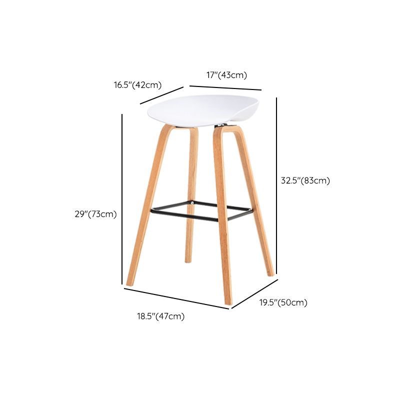 Modern Plastic Low Back Counter & Bar Stool with Solid Wood Base