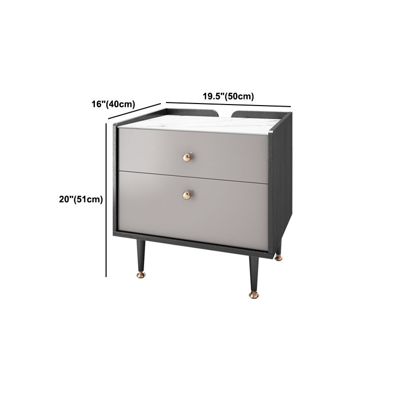 Manota moderno da 21 pollici H comodini a 2 gambe in pietra in pietra incluso tavolo da notte in grigio