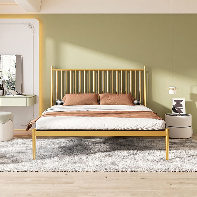 Contemporary Finish Metallic Open-Frame Bed Glam Wire-Grid Iron Bed Frame with Headboard Clearhalo 'Bedroom Furniture' 'Beds' 'furn' 'furn_beds' 'Furniture' 1200x1200_04b7cd10-d5ee-4b83-93f1-2fac3157172f