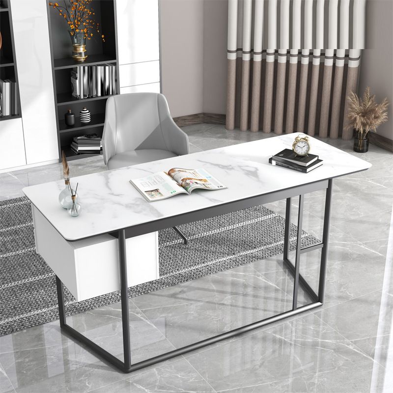 Rectangular Industrial Writing Desk 2-Drawer Office Desk with Metal Legs Clearhalo 'furn' 'furn_office_desk' 'Furniture' 'Office Desks' 'Office Furniture' 'office_desk' 1200x1200_04b94e0f-b925-487a-998c-091bb69901a0