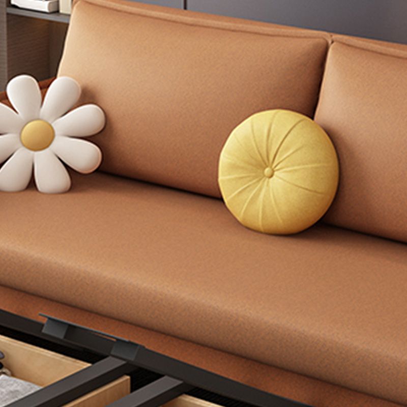 Faux Leather Sofa Bed Metal Frame Sleeper Sofa with Storage Box