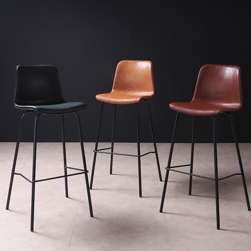 Glossy Leather Square Bar Stool Industrial Metal Stools with Back Legs Clearhalo 'Bar Furniture' 'Bar Stools' 'bar_stools' 'furniture_bar_stools' 'Kitchen & Dining Furniture' 'kitchen&dining_furn' 'kitchen' 'kitchen_furn' Furniture' 1200x1200_04ba8bea-22ba-4f00-b781-bbe5df6761ef
