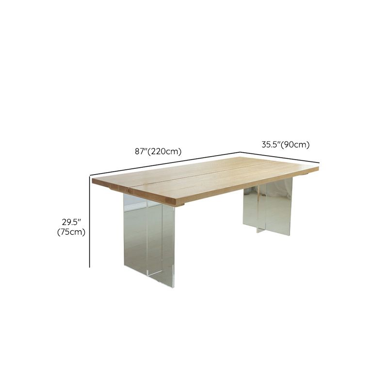 Rectangle Solid Wood Dining Table Modern Acrylic Double Pedestal Table Clearhalo 'Dining Tables & Seating' 'Dining Tables' 'dining_table' 'furn' 'furn_dining_table' 'Furniture' 'Kitchen & Dining Furniture' 1200x1200_04bab930-14aa-4fbf-8a25-92804425cbd2
