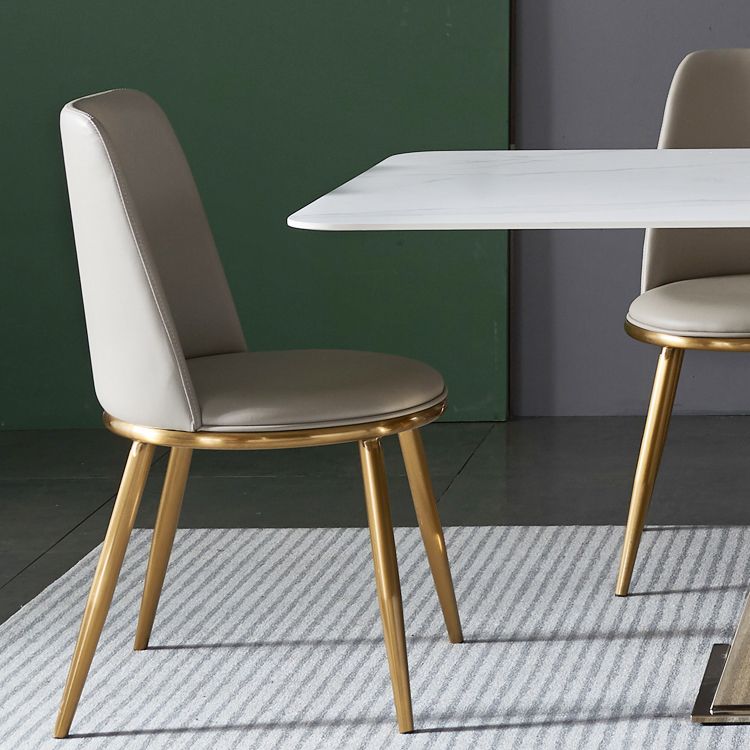 Set dinette rettangolare Glam Set tavolo da pranzo da 1/4/5/7 pezzi con piano in pietra sinterizzata bianca