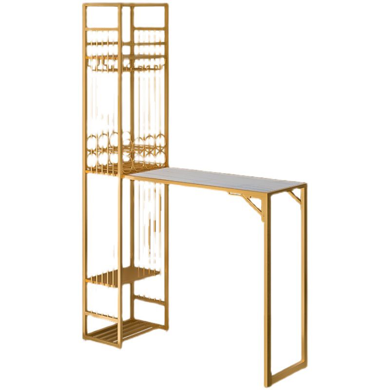 Glam Style Iron Bar Table 41.3"H Bistro Table with Wine Rack for Living Room Clearhalo 'Bar Furniture' 'Bar Tables' 'bar_tables' 'furn' 'furn_bar_tables' 'Furniture' 'furniture_bar_tables' 'Kitchen & Dining Furniture' 1200x1200_04bbfc3d-8d8d-4e11-ba2c-caa8645290fd