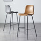 Modern Backrest Armless Counter Stool Metal Cafe Bar Stool with Leather Cushion