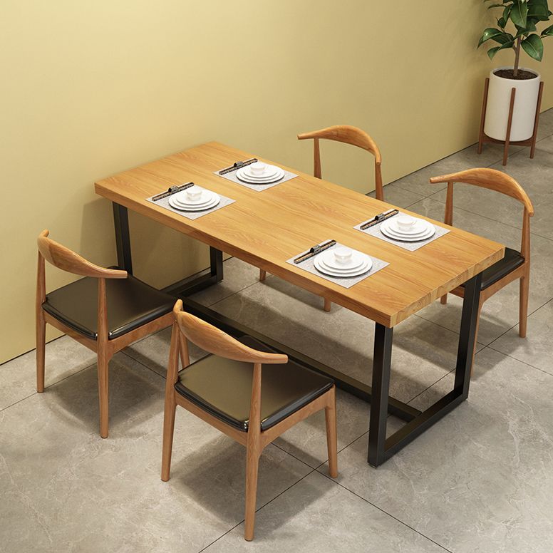Industrial Style Solid Wood Top Dining Table with Rectangle Dinette Set with 4 Legs Table Clearhalo 'Dining Room Sets' 'Dining Tables & Seating' 'dining_room_set' 'furn' 'furn_dining_room_set' 'Furniture' 'furniture_dining_room_set' 'Kitchen & Dining Furniture' 'kitchen&dining_furn' 'kitchen' 1200x1200_04bcb860-7bb2-4bed-b605-01ab22ff26d1