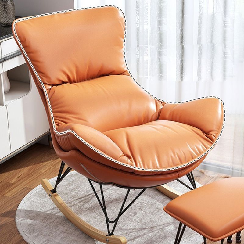 Modern Upholstered Rocker Chair Metal Frame Spindle Rocker Chair with Ottoman Clearhalo 'Chairs & Seating' 'furn' 'furn_rocking_chairs' 'Furniture' 'Living Room Furniture' 'Rocking Chairs' 'rocking_chairs' 1200x1200_04bd8b94-aada-44f2-a2dc-378cb72bbdb0