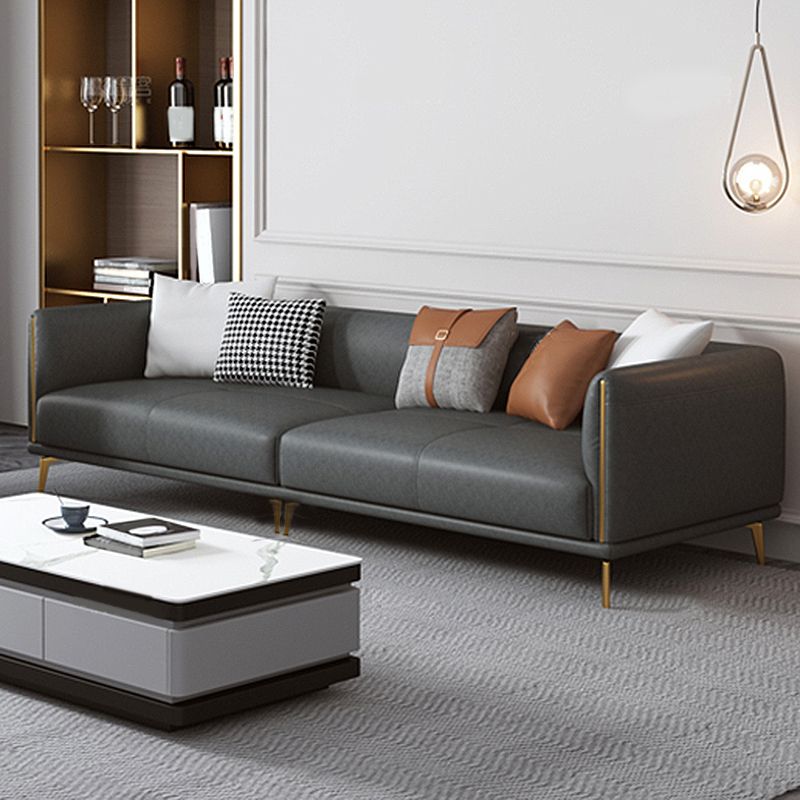 Contemporary Dark Gray Standard Sofa Faux Leather Sqaure Arm Couch Clearhalo 'furn' 'furn_sofas' 'Furniture' 'furniture_sofas' 'Living Room Furniture' 'Sofa' 'sofas' 1200x1200_04be0b57-415d-4ecd-978a-c8fb3cbd124e