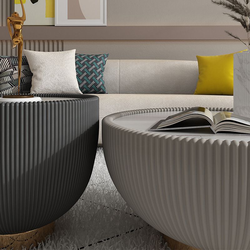 Luxurious Slate Round Pedestal Coffee Cocktail Table in White and Gray Clearhalo 'Coffee & Accent Tables' 'Coffee Tables' 'coffee_tables' 'furn' 'furn_coffee_tables' 'Furniture' 'Living Room Furniture' 1200x1200_04c2b190-57ae-45d2-82b1-d7dfcccb8d44
