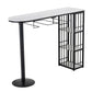 Glam Faux Marble Bistro Table Indoor Iron Double Pedestal Bar Dining Table with 3-Shelf Clearhalo 'Bar Furniture' 'Bar Tables' 'bar_tables' 'furn' 'furn_bar_tables' 'Furniture' 'furniture_bar_tables' 'Kitchen & Dining Furniture' 1200x1200_04c53f0d-0769-49c1-97bf-3bb817cc547b