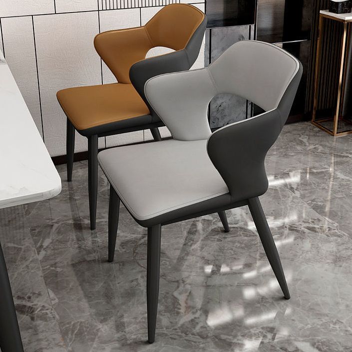 Contemporary Linen Dining Chair Open Back Dining Side Furniture in Matte Finish for Home Clearhalo 'Dining Chairs' 'Dining Tables & Seating' 'dining_chair' 'furn' 'furn_dining_chair' 'Furniture' 'Kitchen & Dining Furniture' 1200x1200_04c62d6b-6675-473e-a60a-2ceca8949ca6